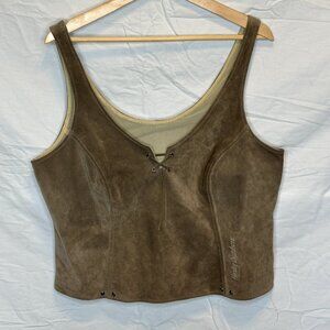 VTG HARLEY DAVIDSON SUEDE LEATHER RIDING CORSET VEST TOP SIZE 42/14